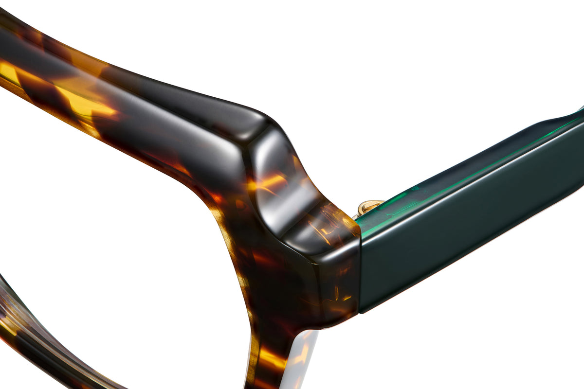 Gafas graduadas Suitto Arpa para mujer, montura cuadrada de acetato, en carey ambar y verde