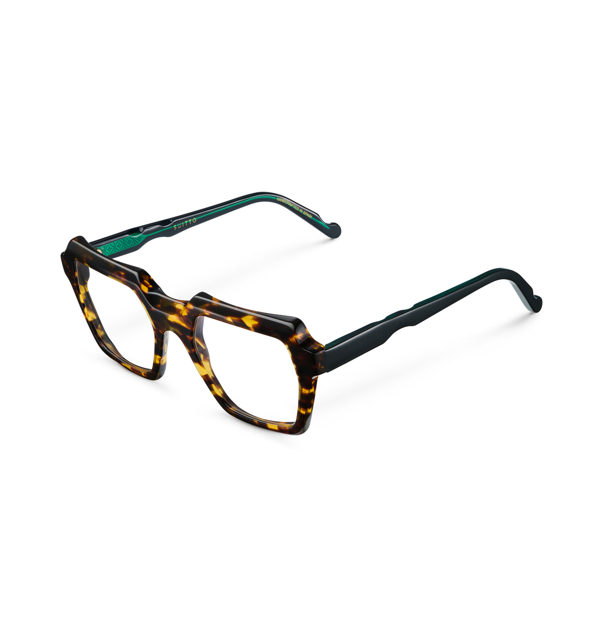 Gafas graduadas Suitto Arpa para mujer, montura cuadrada de acetato, en carey ambar y verde