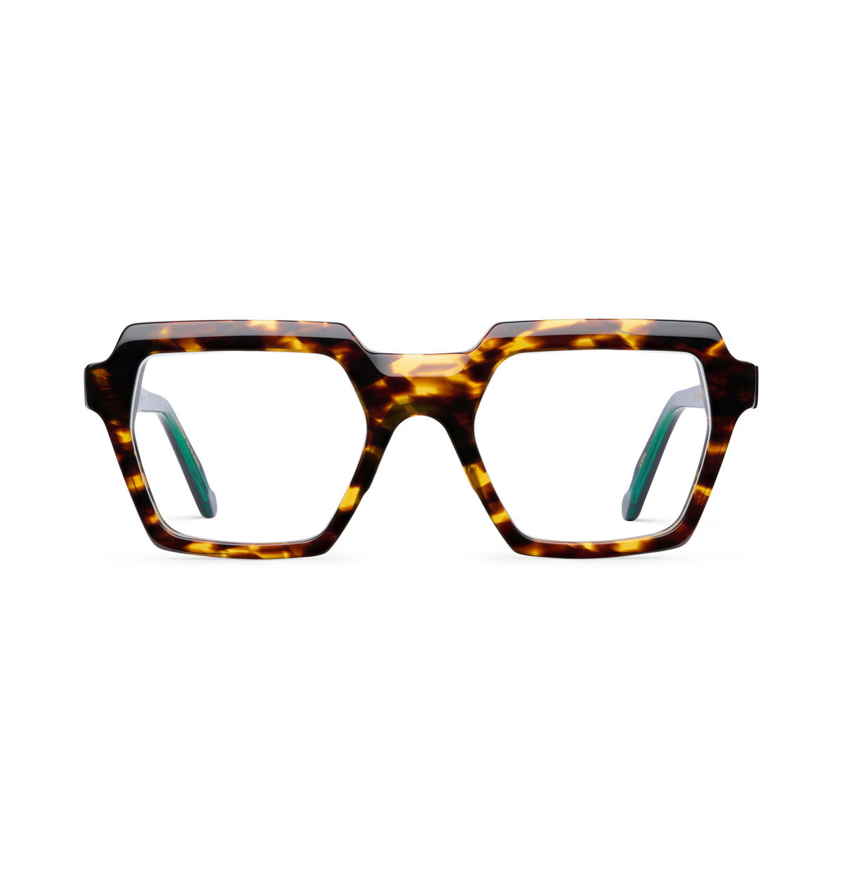 Gafas graduadas Suitto Arpa para mujer, montura cuadrada de acetato, en carey ambar y verde