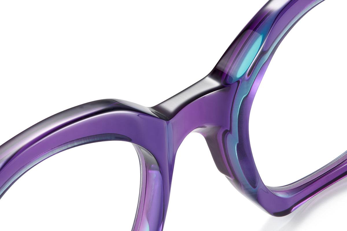 Gafas graduadas Suitto Aura para mujer, montura cuadrada de acetato, en violeta y carey ambar