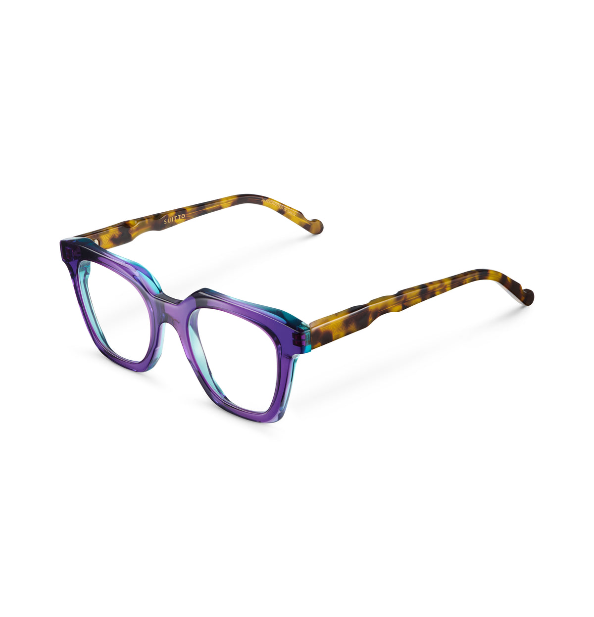 Gafas graduadas Suitto Aura para mujer, montura cuadrada de acetato, en violeta y carey ambar