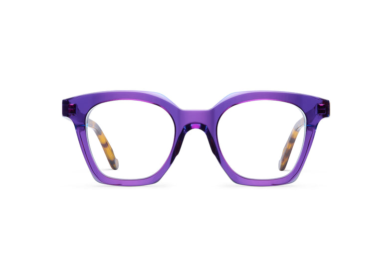 Gafas graduadas Suitto Aura para mujer, montura cuadrada de acetato, en violeta y carey ambar