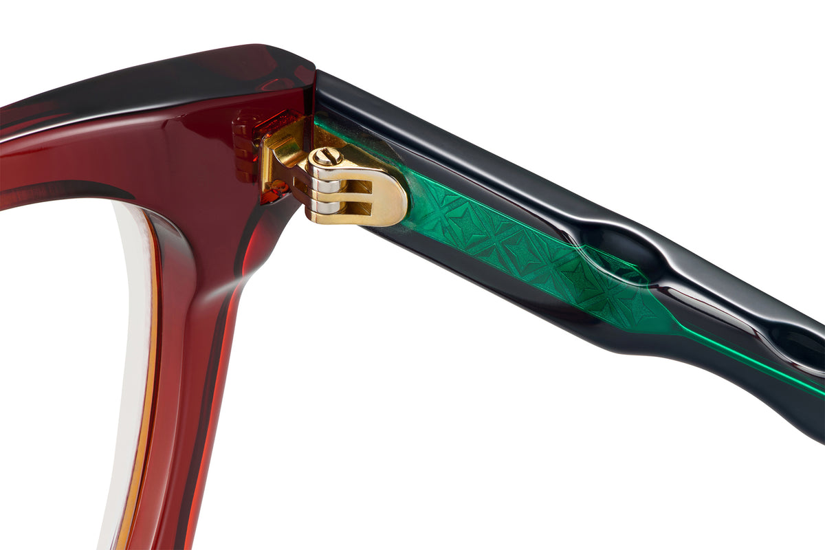Gafas graduadas Suitto Aura para mujer, montura cuadrada de acetato, en terracota y verde