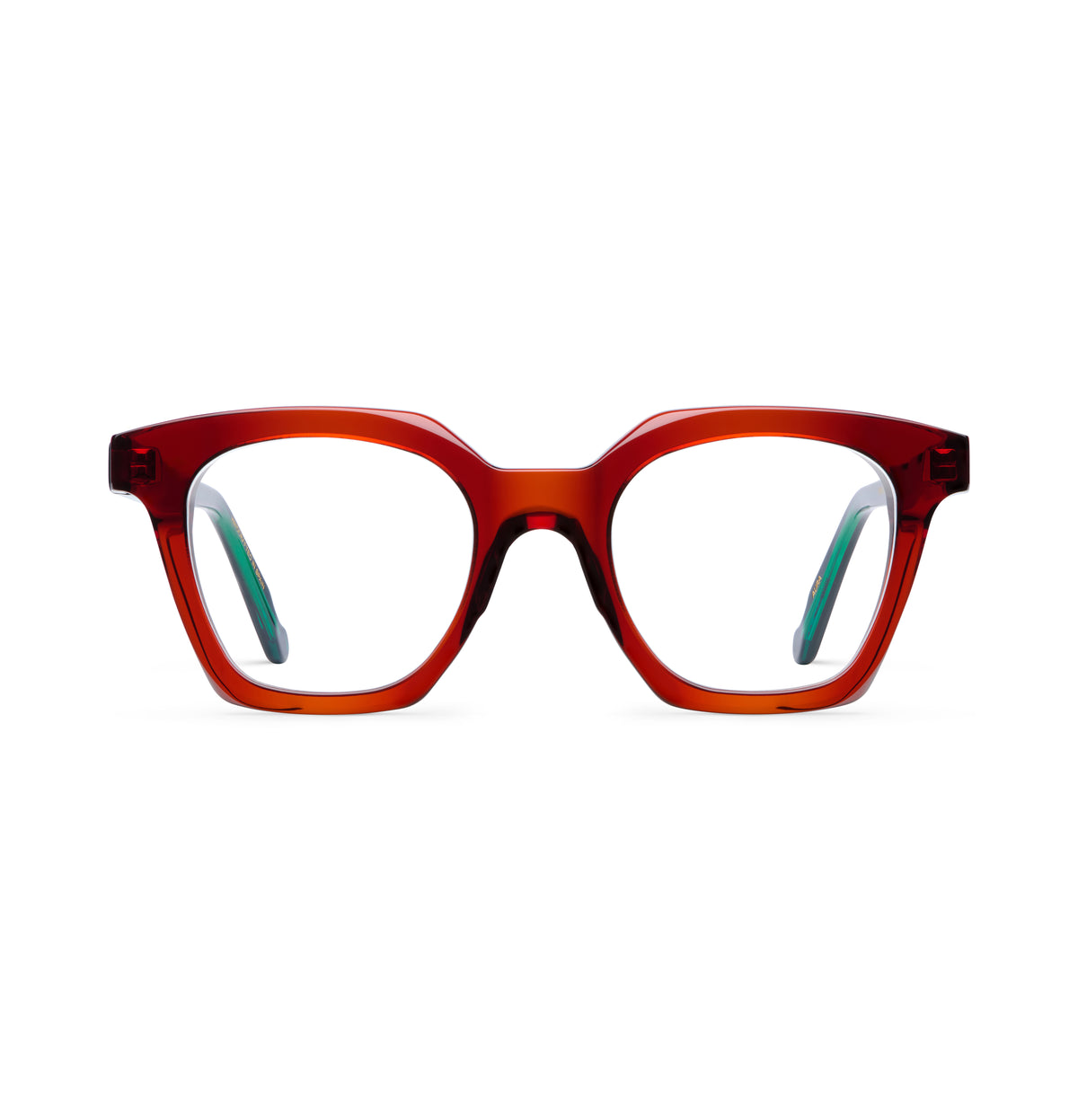 Gafas graduadas Suitto Aura para mujer, montura cuadrada de acetato, en terracota y verde