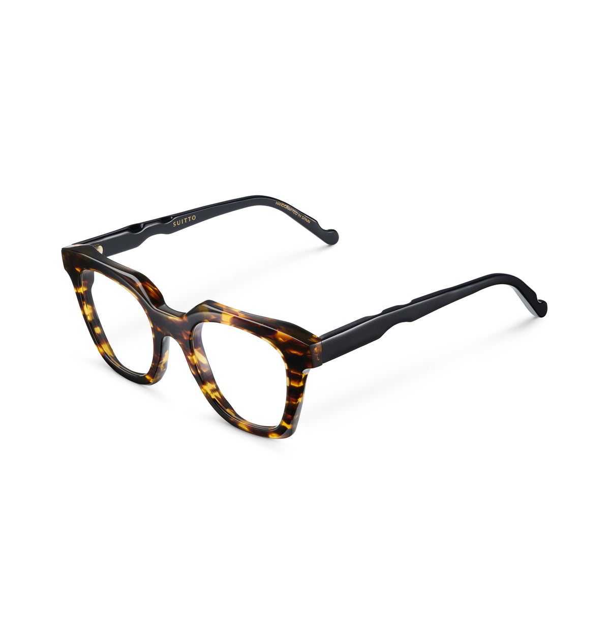 Gafas graduadas Suitto Aura para mujer, montura cuadrada de acetato, en carey ambar y negro