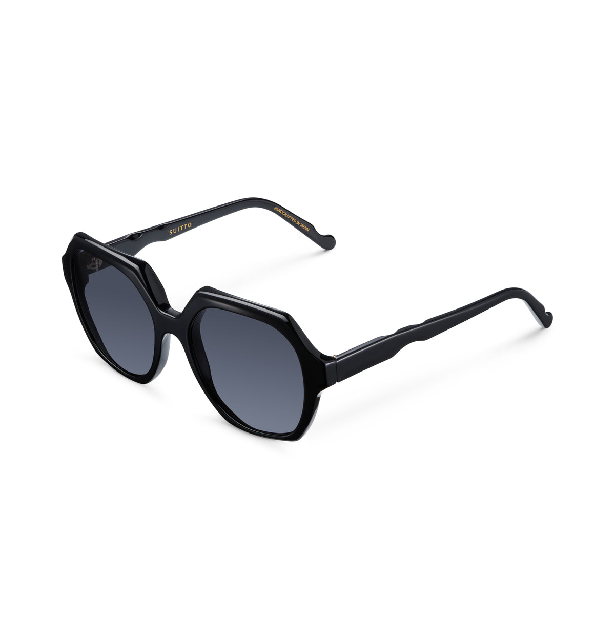 Gafas de sol Suitto Bambalina para mujer, montura redonda de acetato, en negro