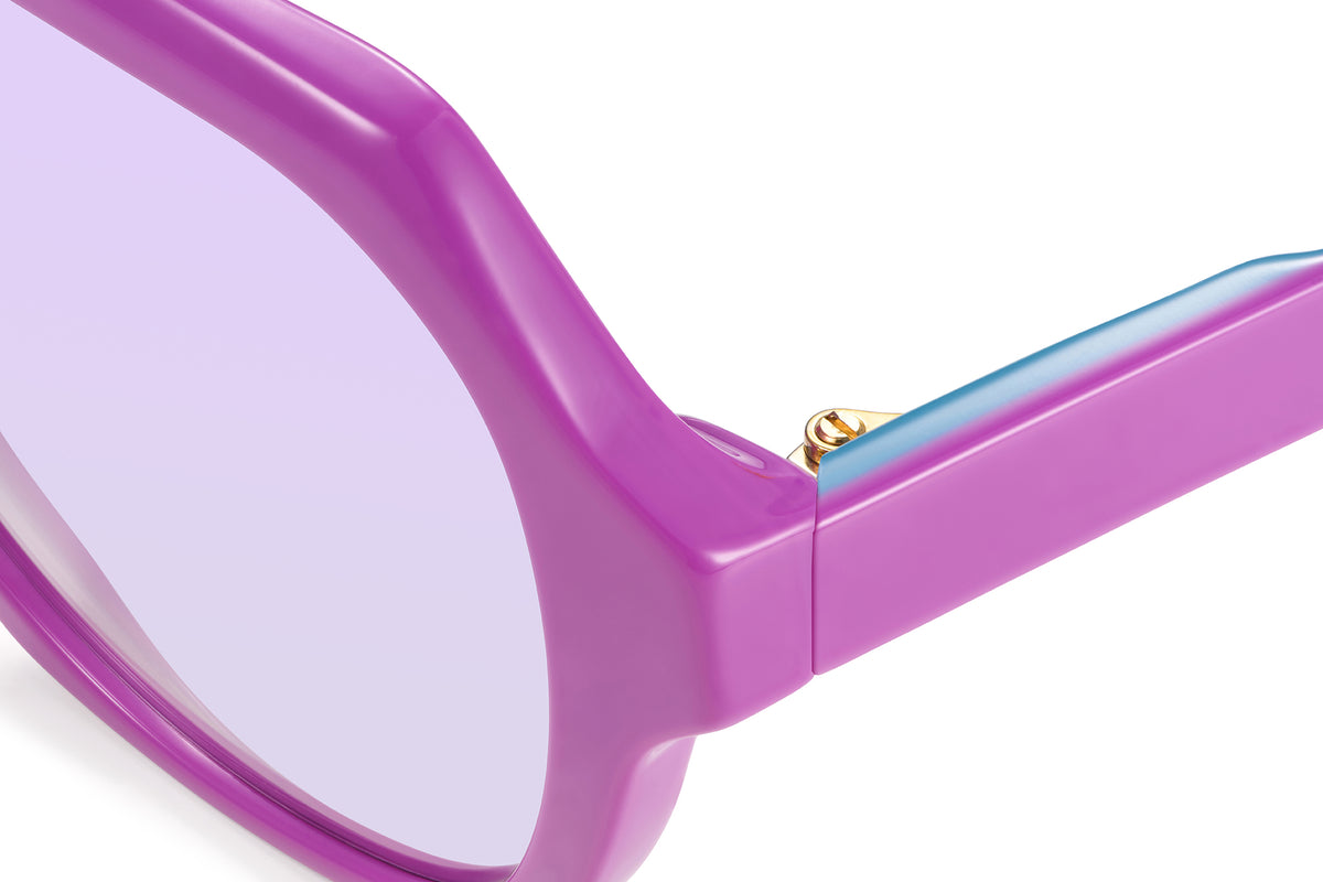 Gafas de sol Suitto Bambalina para mujer, montura redonda de acetato, en fucsia eléctrico
