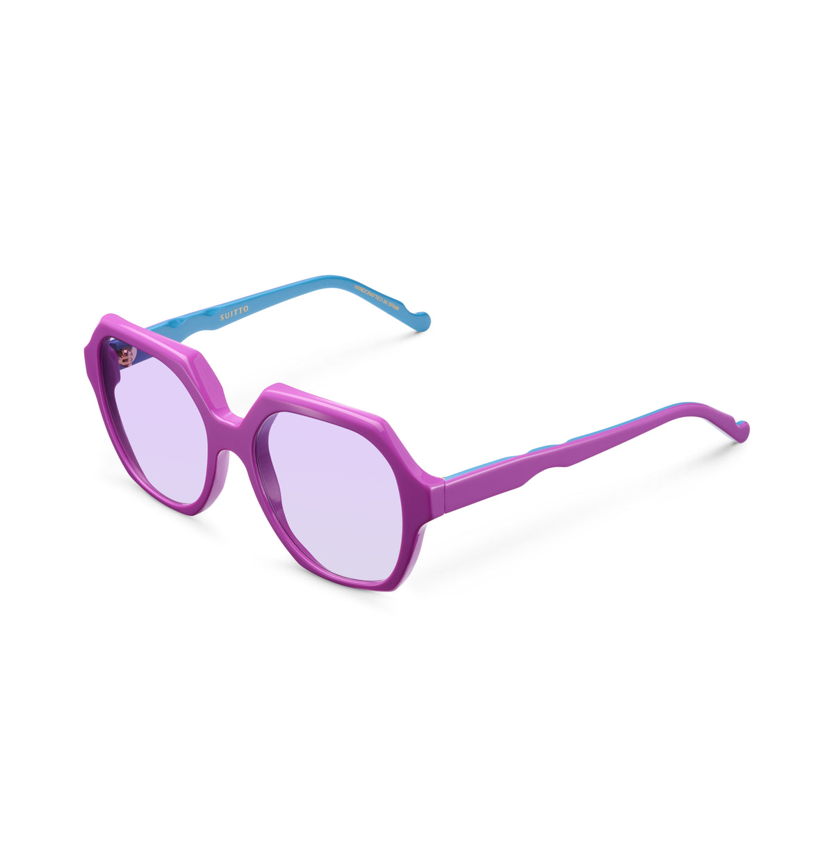 Gafas de sol Suitto Bambalina para mujer, montura redonda de acetato, en fucsia eléctrico