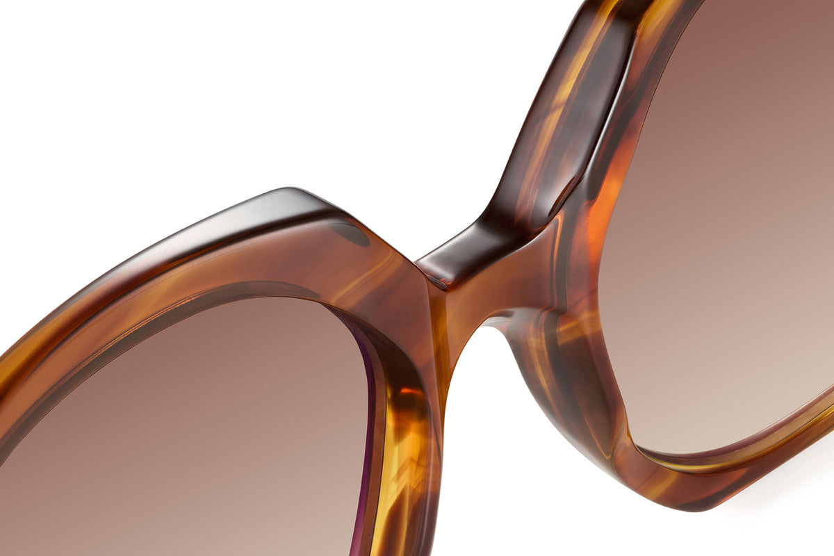 Gafas de sol Suitto Bambalina para mujer, montura redonda de acetato, en carey cobre y mostaza