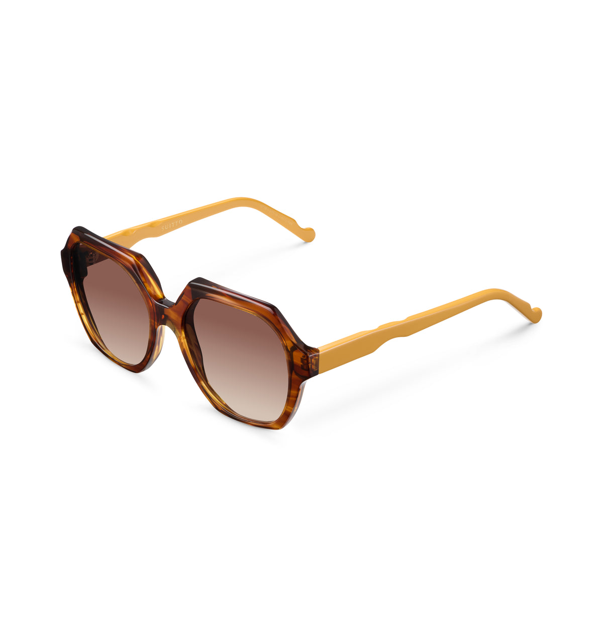 Gafas de sol Suitto Bambalina para mujer, montura redonda de acetato, en carey cobre y mostaza