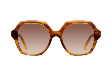 Gafas de sol Suitto Bambalina para mujer, montura redonda de acetato, en carey cobre y mostaza