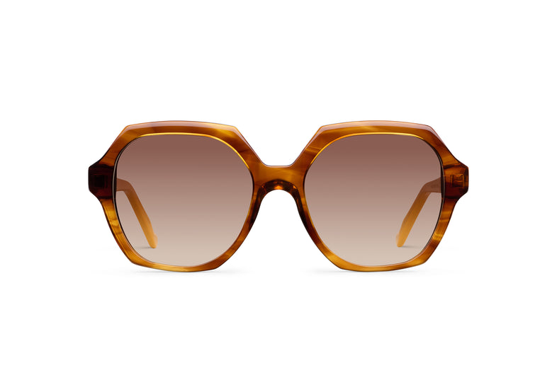 Gafas de sol Suitto Bambalina para mujer, montura redonda de acetato, en carey cobre y mostaza