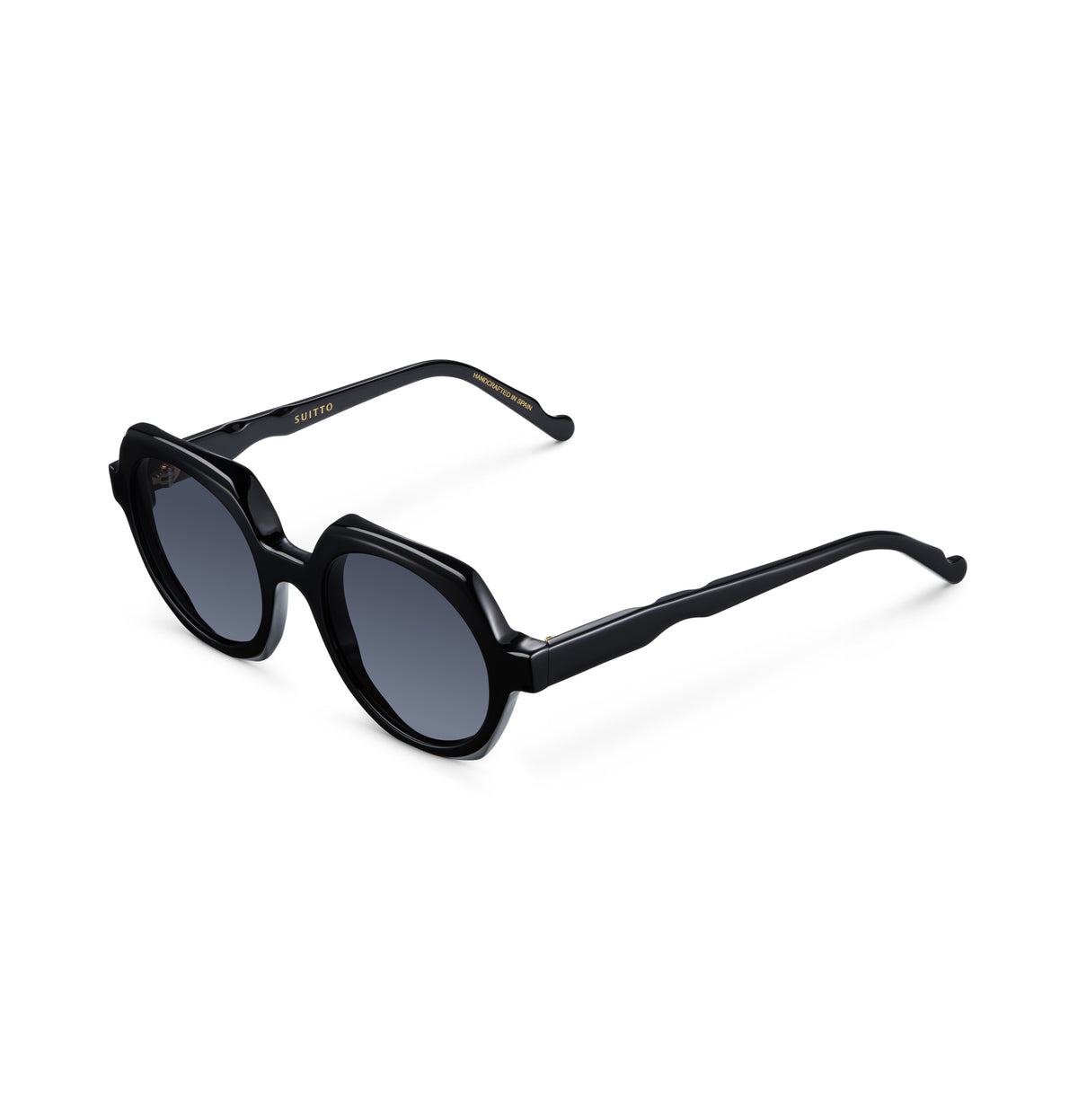 Gafas de sol Suitto Born para mujer, montura redonda de acetato, en negro