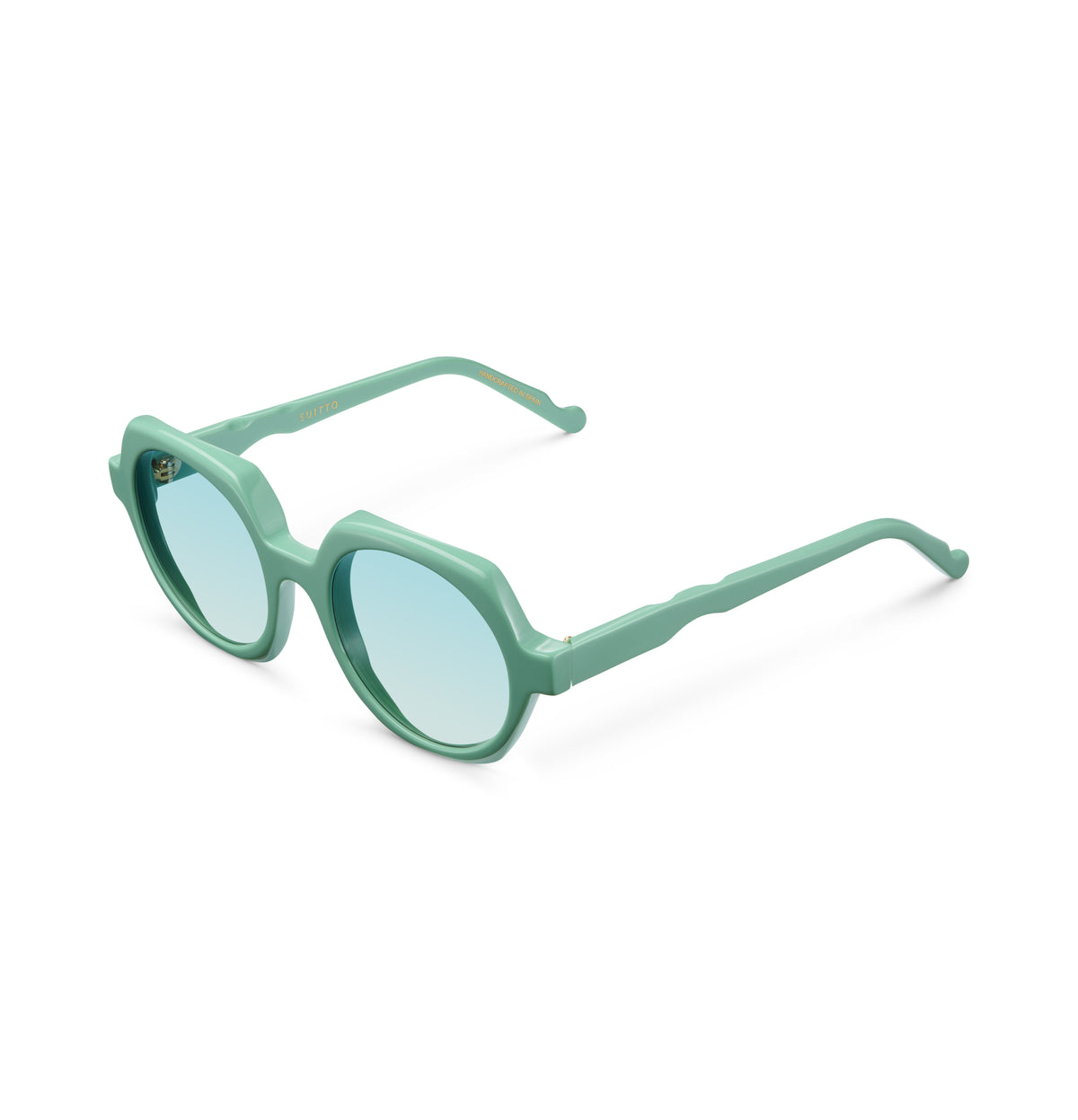 Gafas de sol Suitto Born para mujer, montura redonda de acetato, en verde pálido