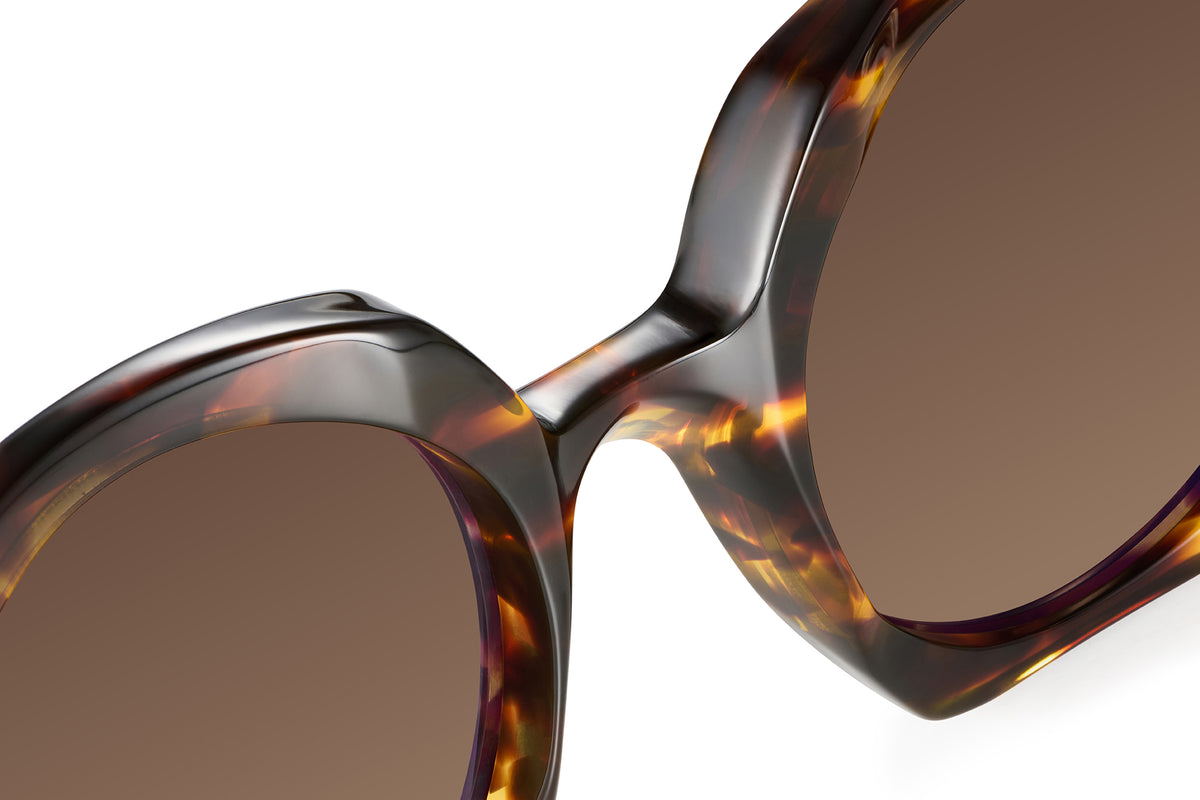 Gafas de sol Suitto Born para mujer, montura redonda de acetato, en carey ambar y negro