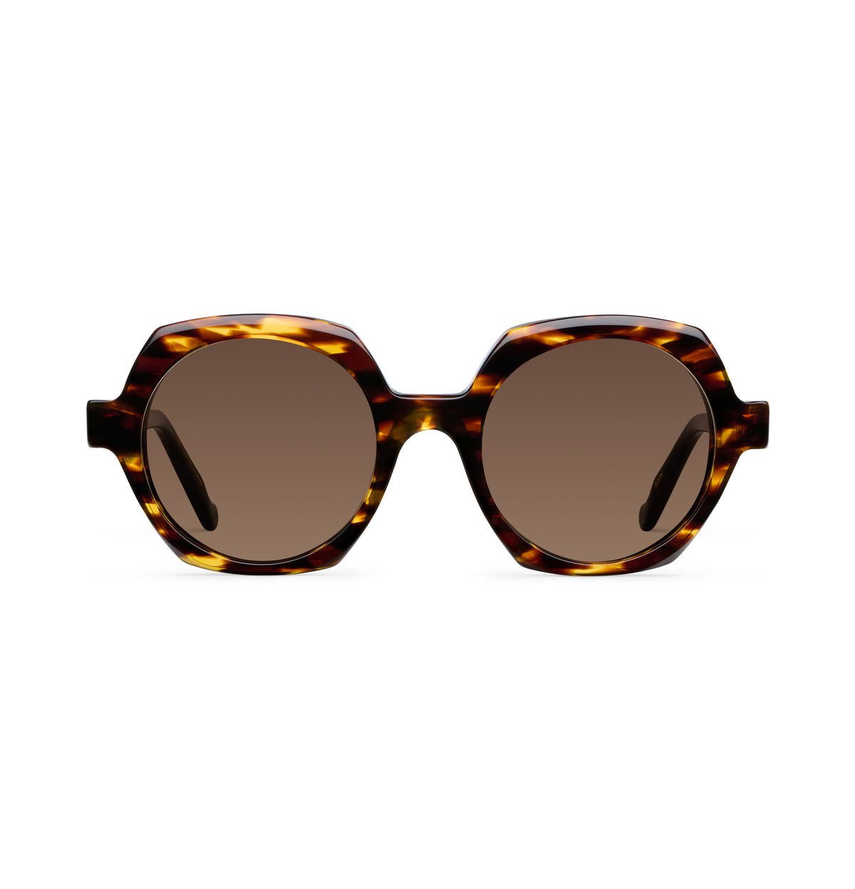 Gafas de sol Suitto Born para mujer, montura redonda de acetato, en carey ambar y negro