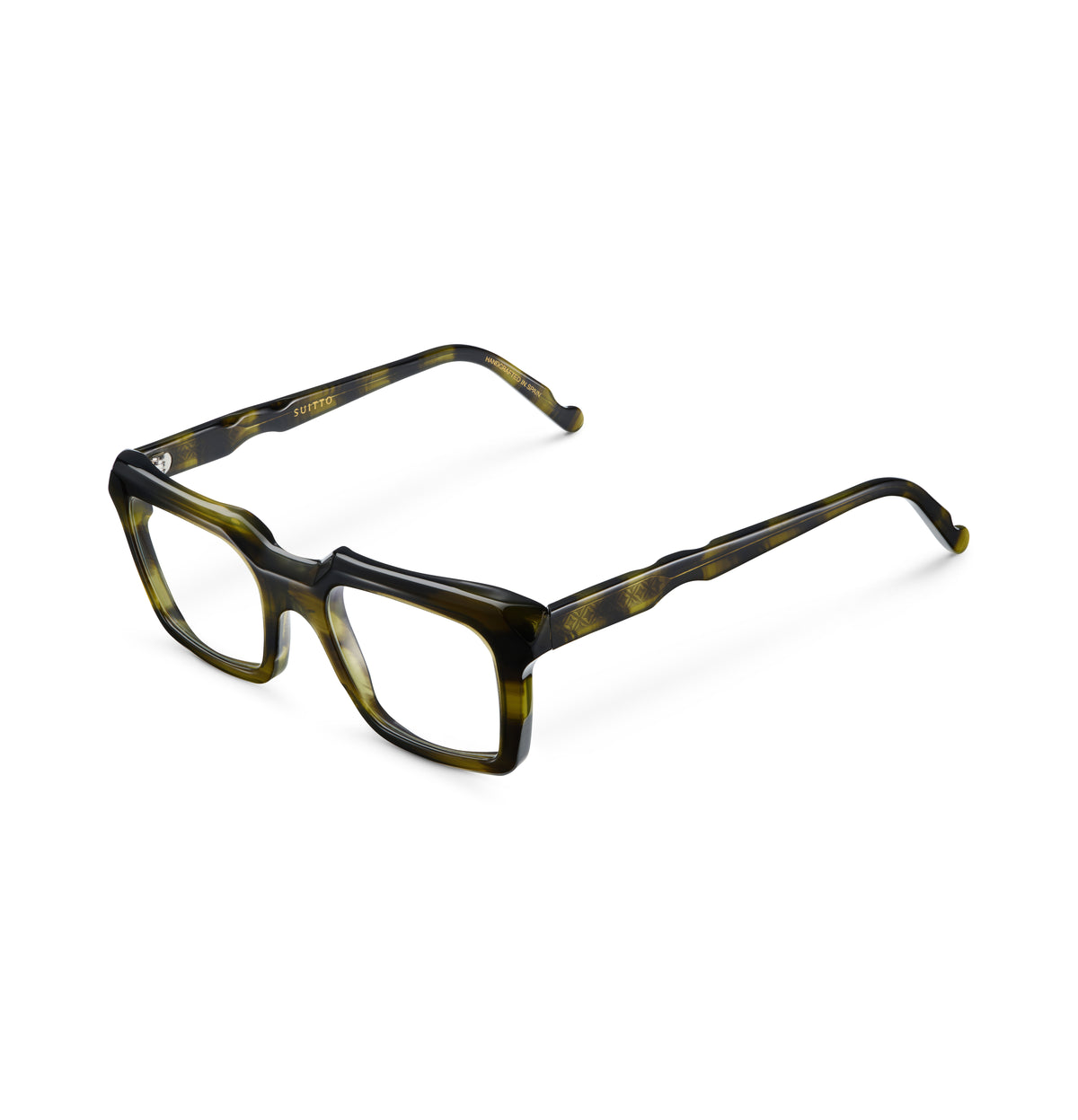 Gafas graduadas Suitto Cameo para hombre, montura cuadrada de acetato, en carey oliva