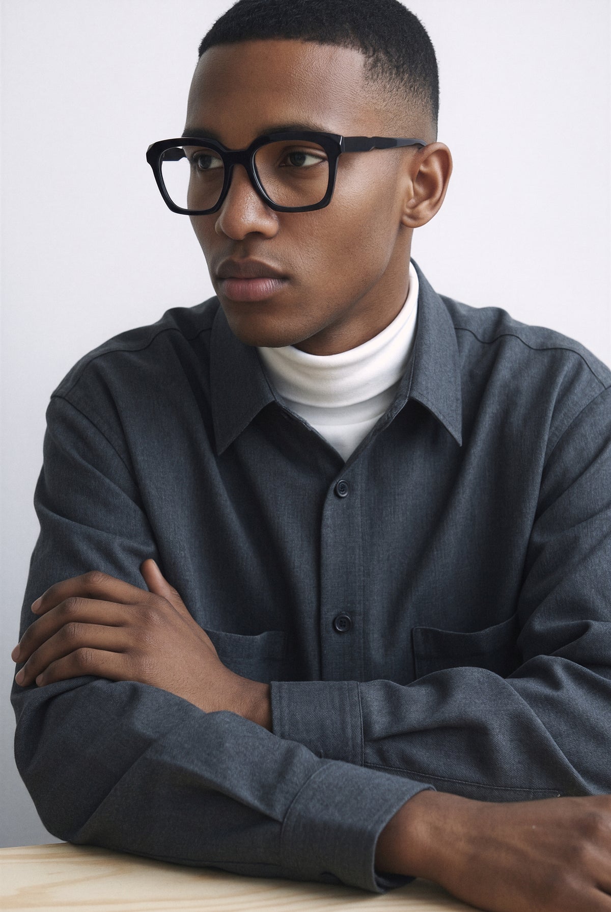 Modelo con gafas graduadas Suitto Canon