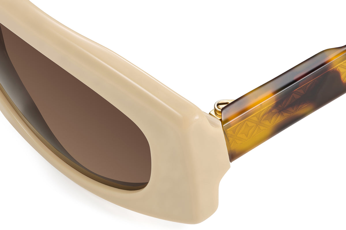 Gafas de sol Suitto Estro para mujer, montura cuadrada de acetato, en crema y carey miel