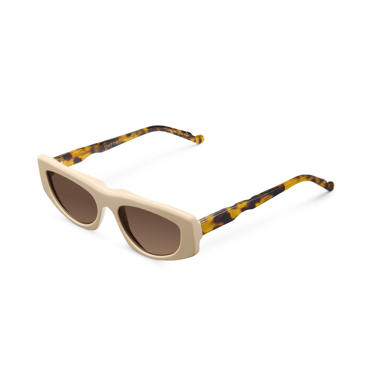 Gafas de sol Suitto Estro para mujer, montura cuadrada de acetato, en crema y carey miel