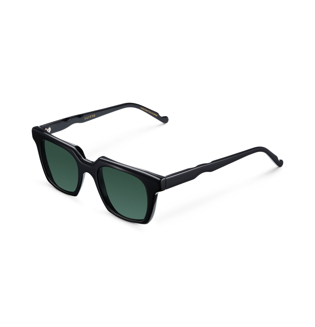 Gafas de sol Suitto Flash para hombre, montura cuadrada de acetato, en negro