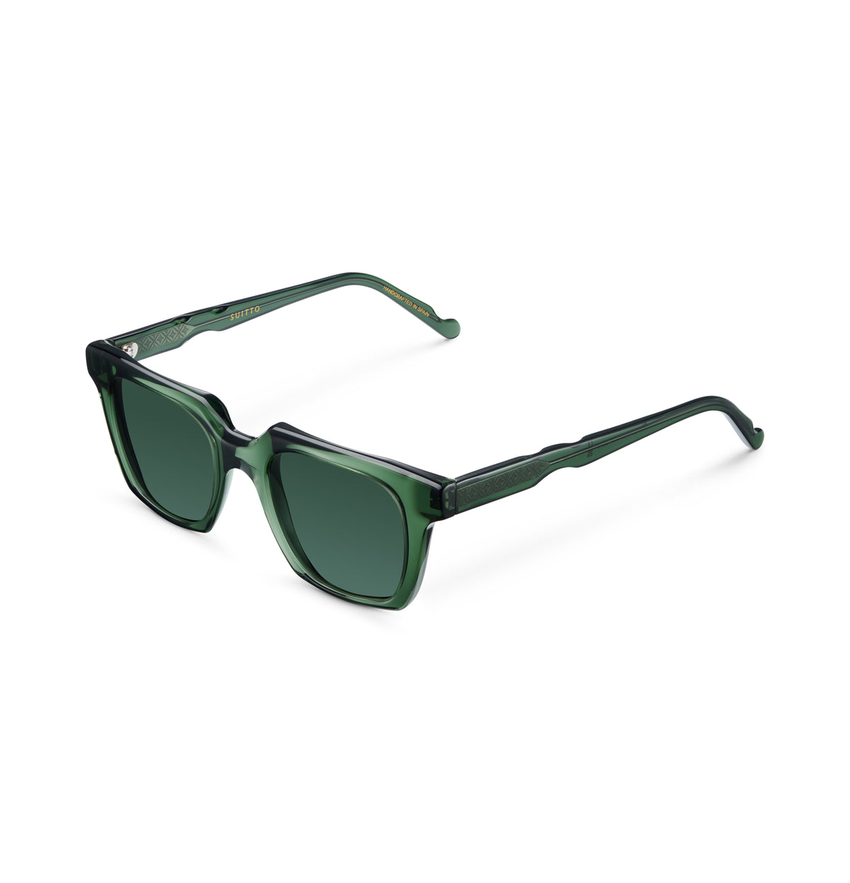 Gafas de sol Suitto Flash para hombre, montura cuadrada de acetato, en verde