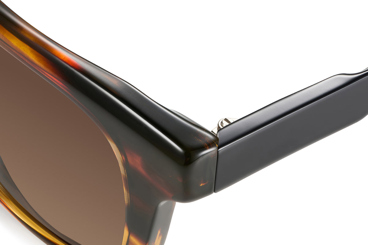 Gafas de sol Suitto Flash para hombre, montura cuadrada de acetato, en carey ambar y negro