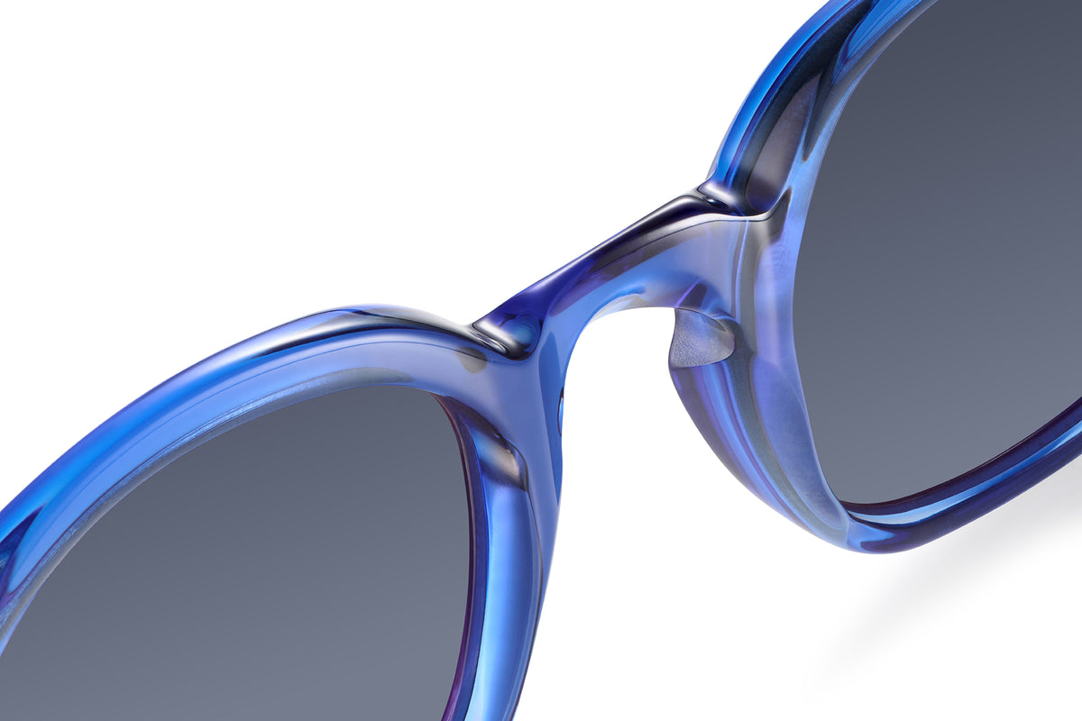 Gafas de sol Suitto Miró para hombre, montura redonda de acetato, en azul