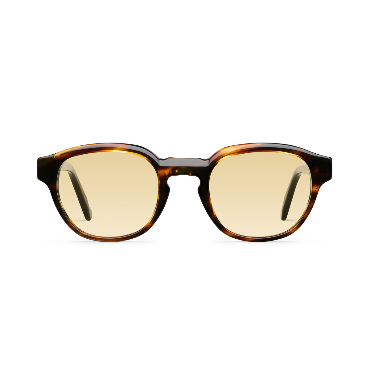 Gafas de sol Suitto Miró para hombre, montura redonda de acetato, en carey ambar y negro