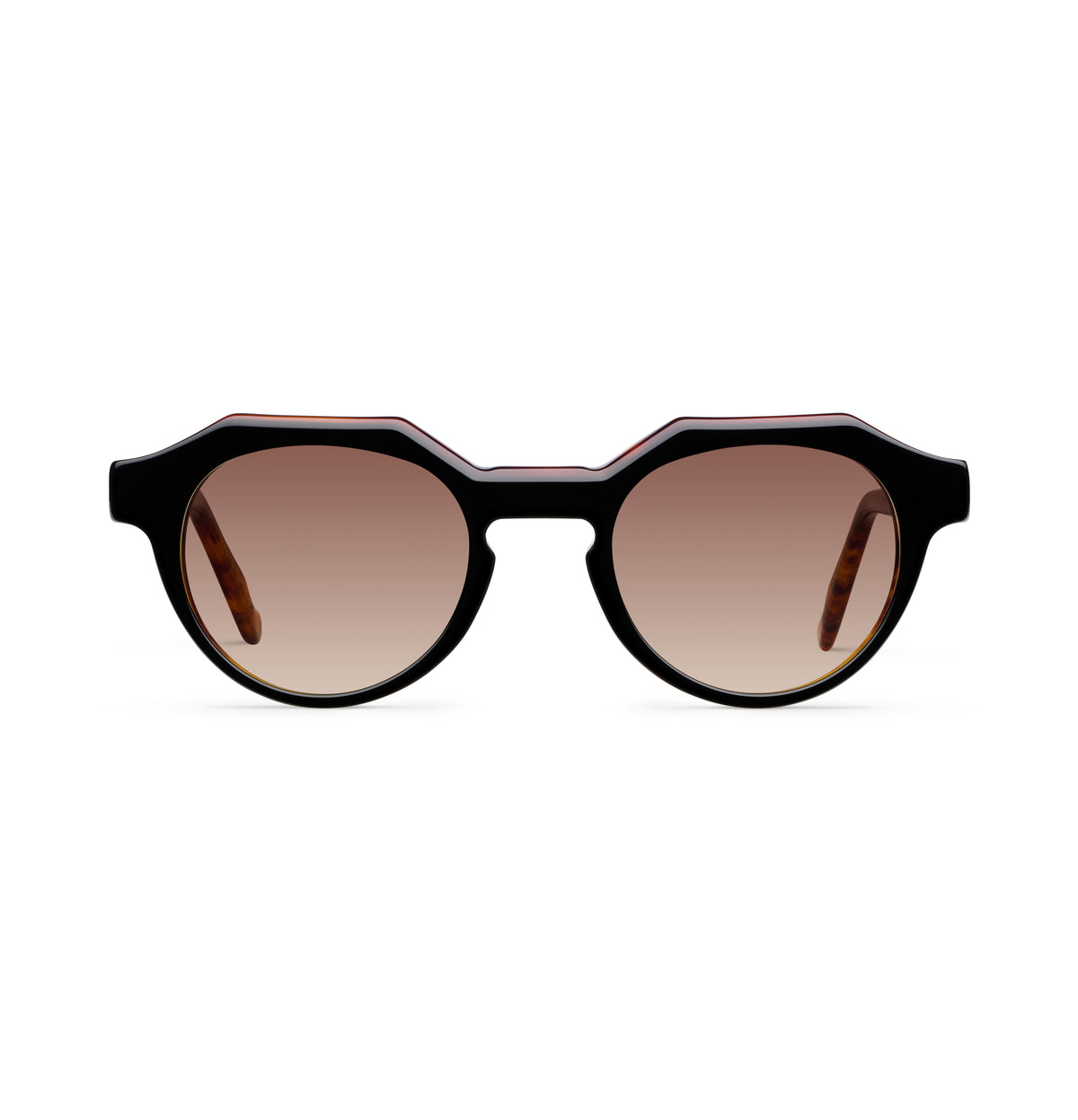 Gafas de sol Suitto Moiré para hombre, montura geométrica de acetato, en negro y carey ambar