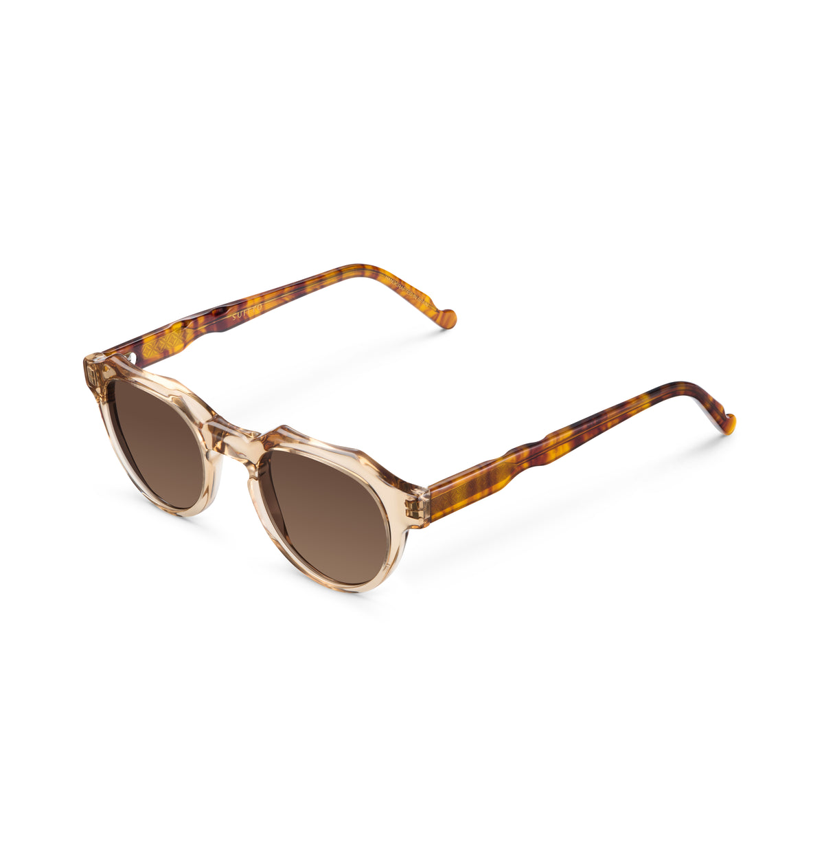 Gafas de sol Suitto Moiré para hombre, montura geométrica de acetato, en crema y carey ambar