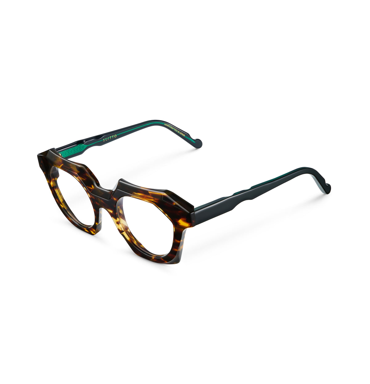 Gafas graduadas Suitto Musa para mujer, montura geométrica de acetato, en carey ambar y verde
