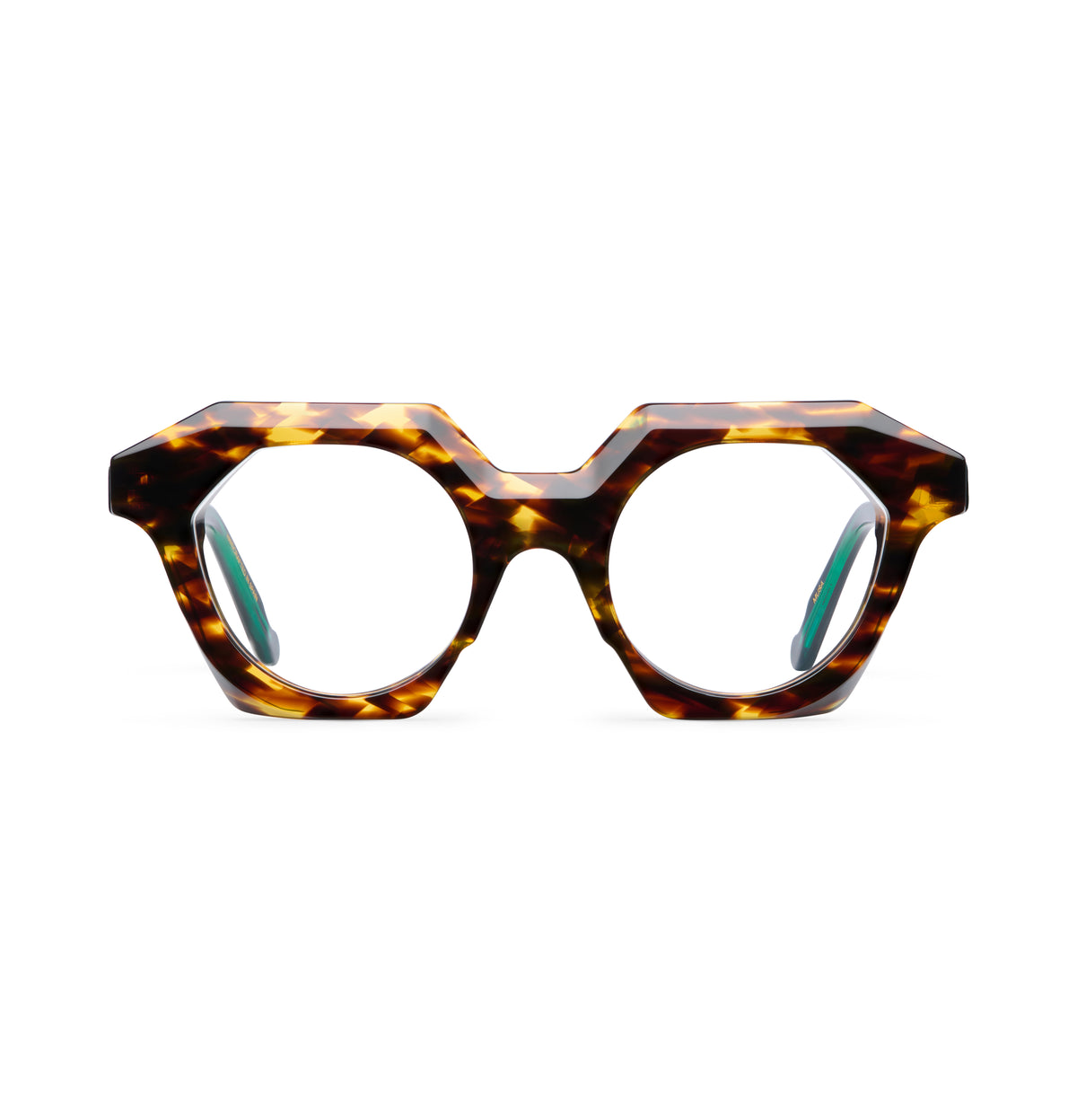 Gafas graduadas Suitto Musa para mujer, montura geométrica de acetato, en carey ambar y verde