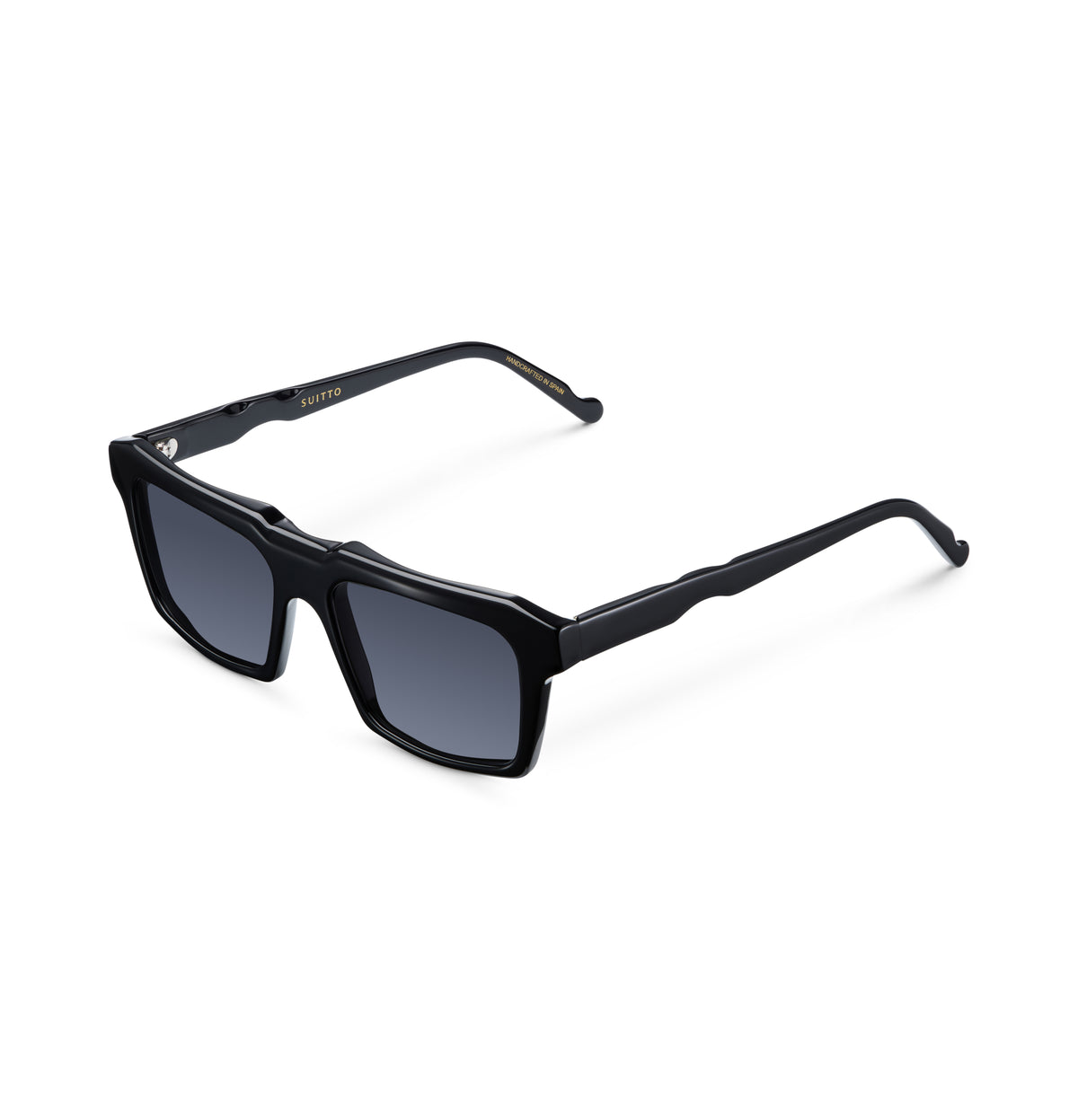 Gafas de sol Suitto Númen para hombre, montura cuadrada de acetato, en negro