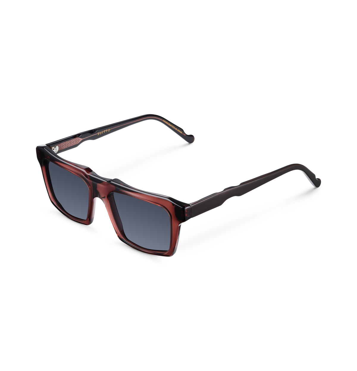 Gafas de sol Suitto Númen para hombre, montura cuadrada de acetato, en burdeos