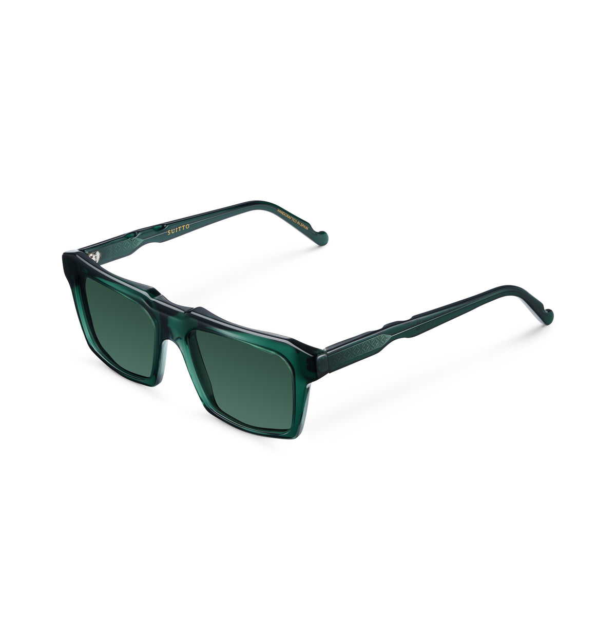 Gafas de sol Suitto Númen para hombre, montura cuadrada de acetato, en verde