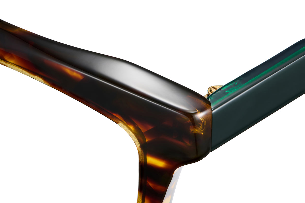 Gafas graduadas Suitto Platea para mujer, montura cat-eye de acetato, en carey ambar y verde