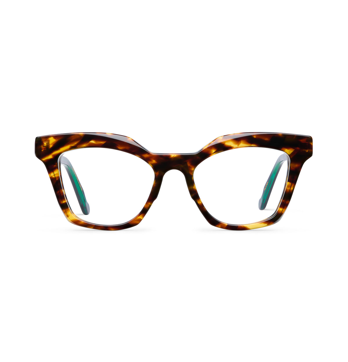 Gafas graduadas Suitto Platea para mujer, montura cat-eye de acetato, en carey ambar y verde