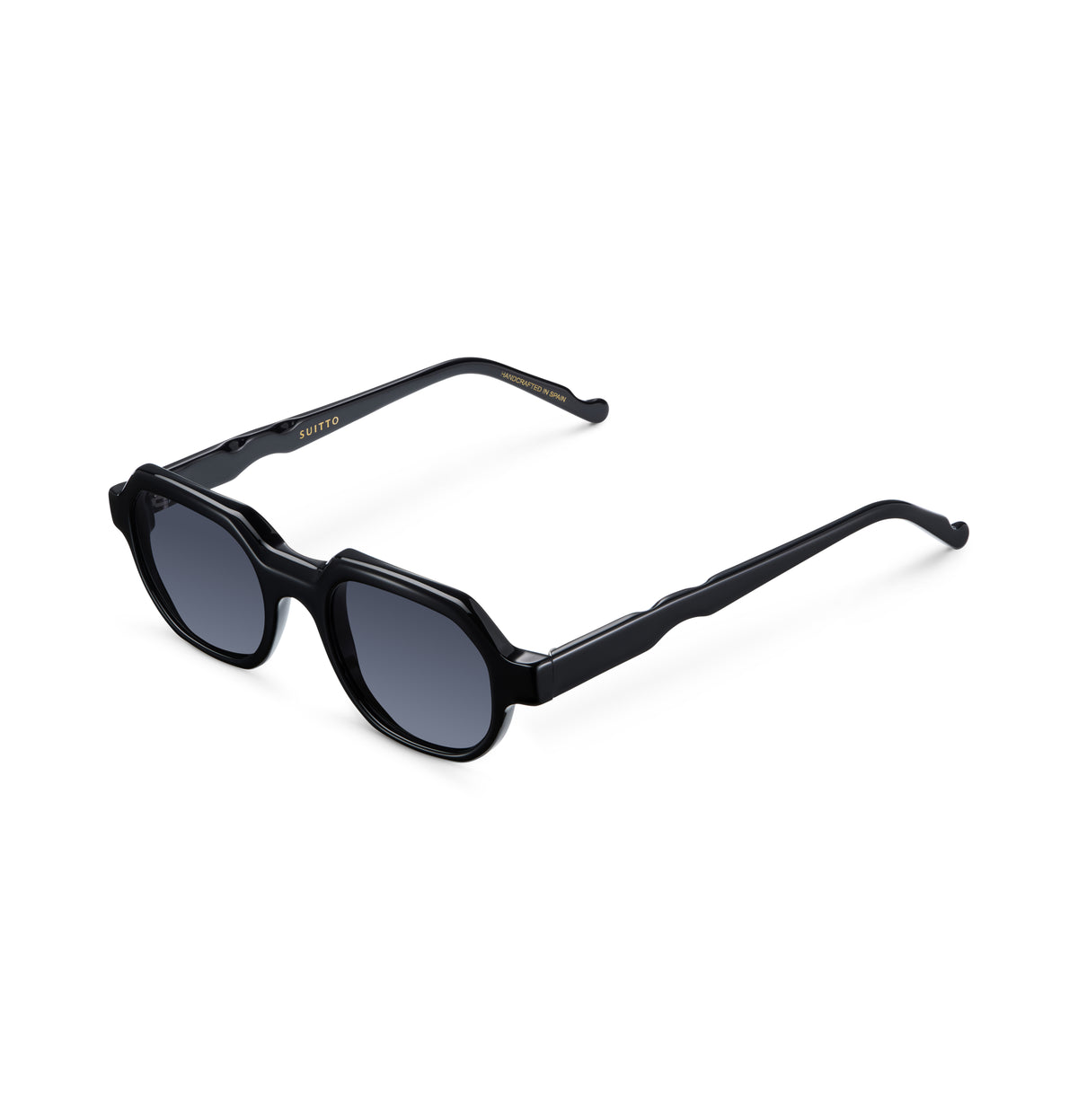 Gafas de sol Suitto Plié para hombre, montura redonda de acetato, en negro