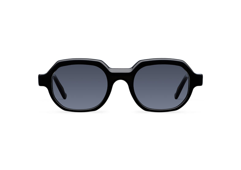 Gafas de sol Suitto Plié para hombre, montura redonda de acetato, en negro