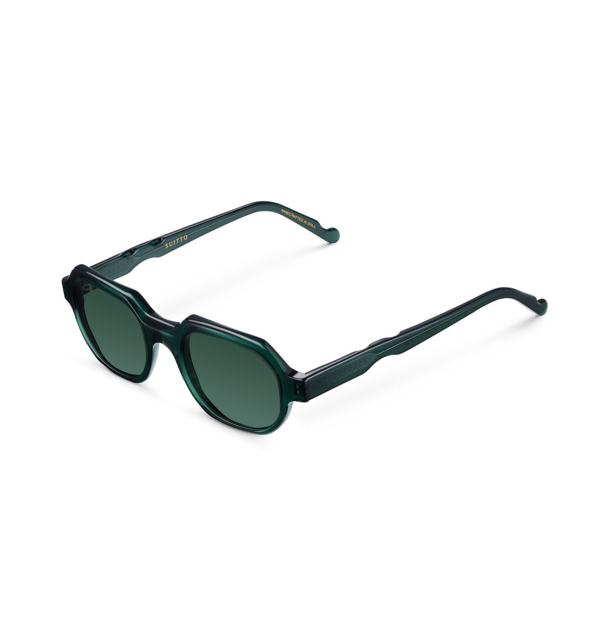 Gafas de sol Suitto Plié para hombre, montura redonda de acetato, en verde