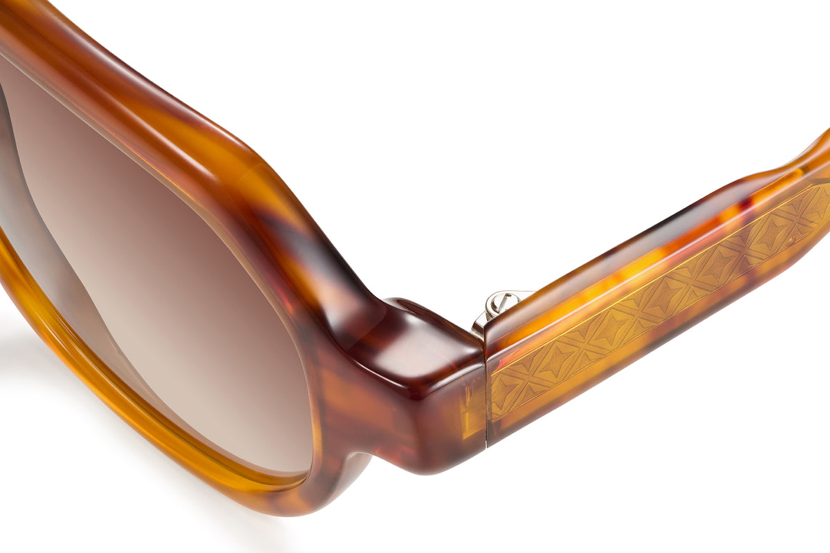 Gafas de sol Suitto Plié para hombre, montura redonda de acetato, en carey cobre