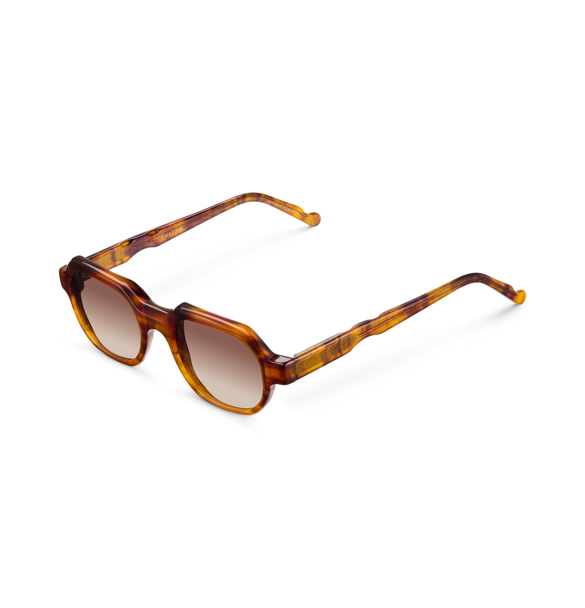 Gafas de sol Suitto Plié para hombre, montura redonda de acetato, en carey cobre