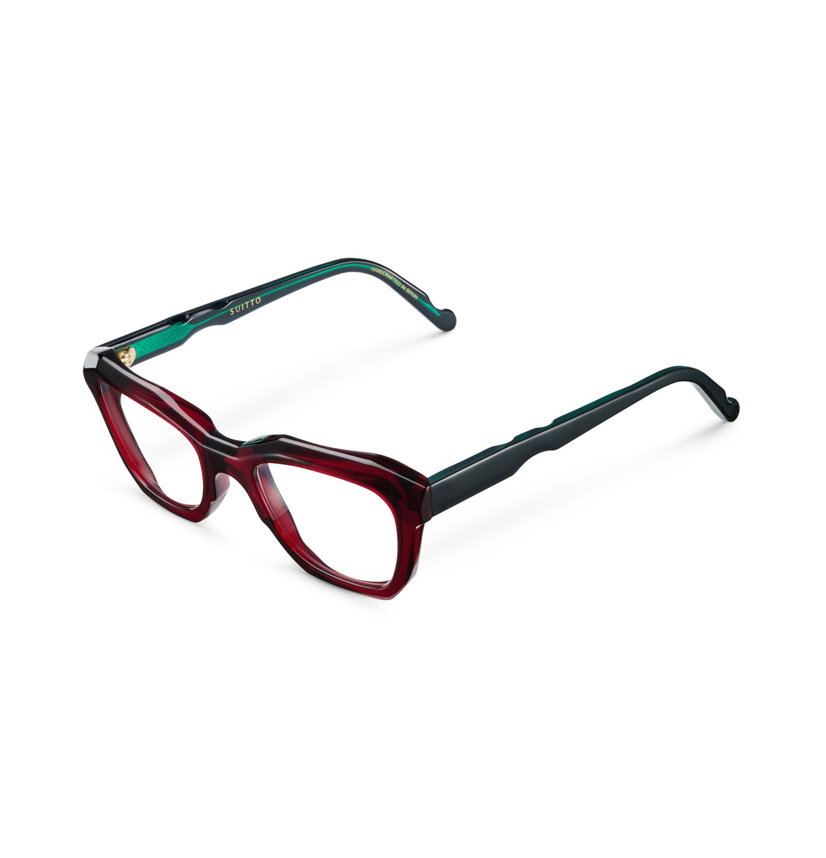 Gafas graduadas Suitto Sonata para mujer, montura cuadrada de acetato, en terracota y verde