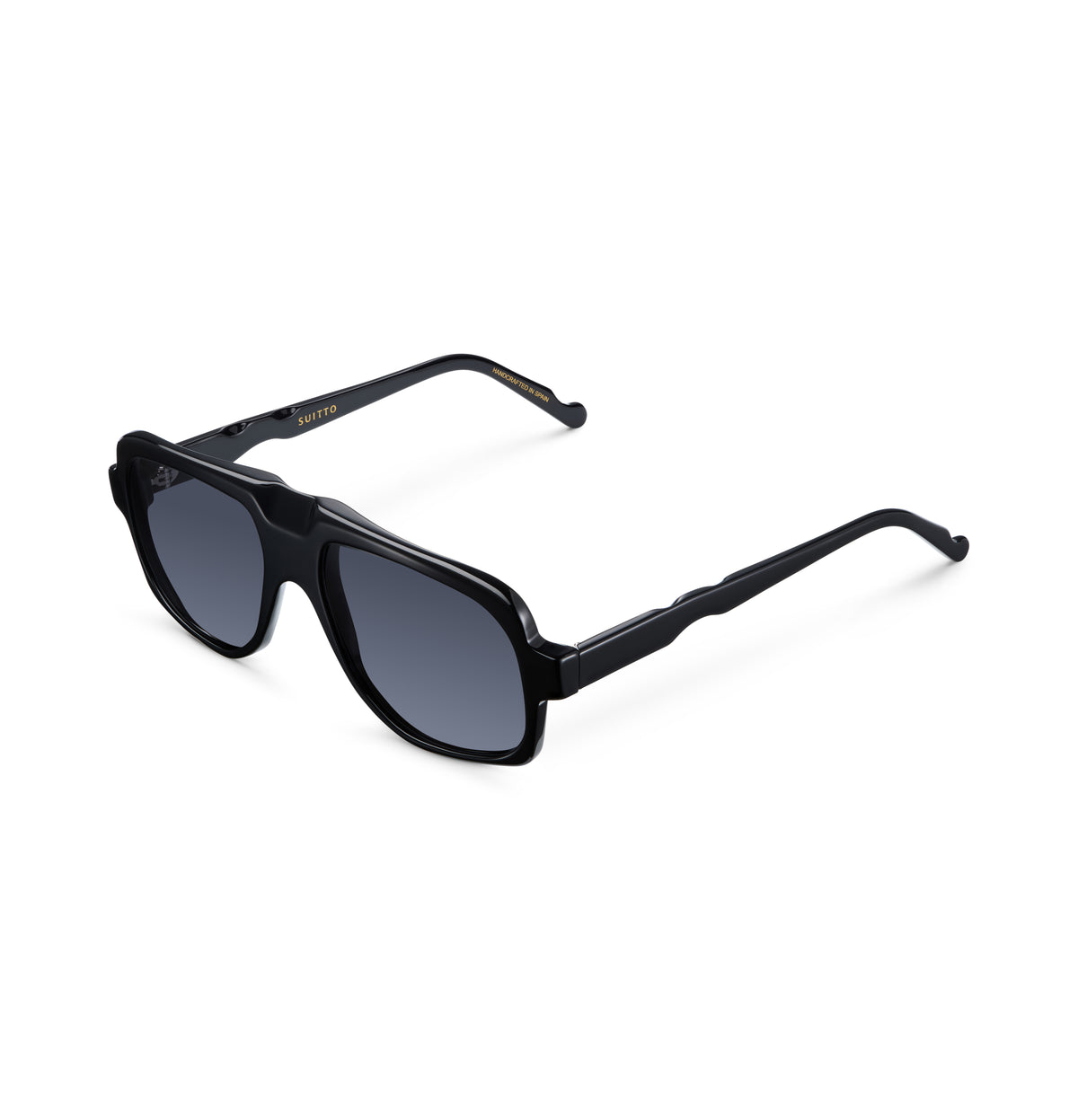 Gafas de sol Suitto Tango para hombre, montura cuadrada de acetato, en negro