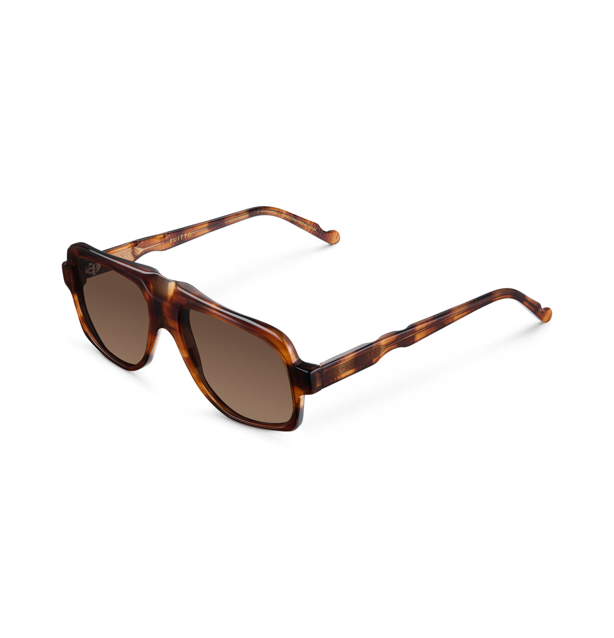 Gafas de sol Suitto Tango para hombre, montura cuadrada de acetato, en carey cobre