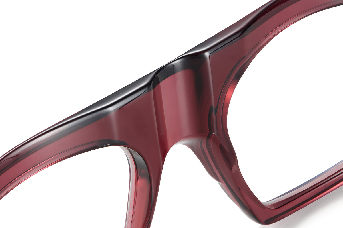 Gafas graduadas Suitto Tempo para hombre, montura cuadrada de acetato, en burdeos