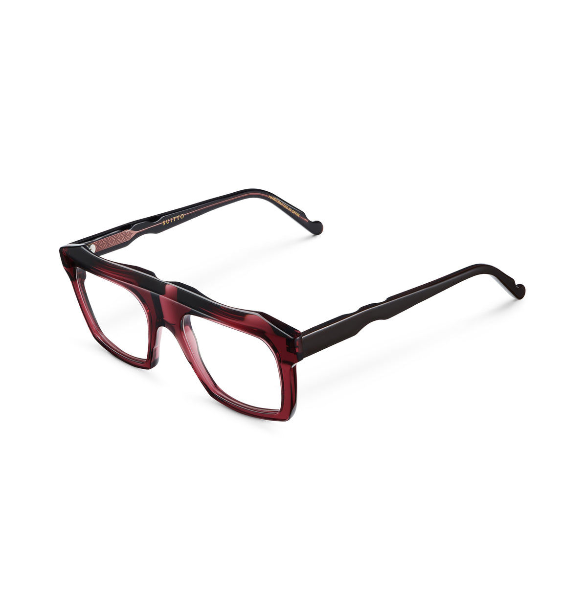 Gafas graduadas Suitto Tempo para hombre, montura cuadrada de acetato, en burdeos