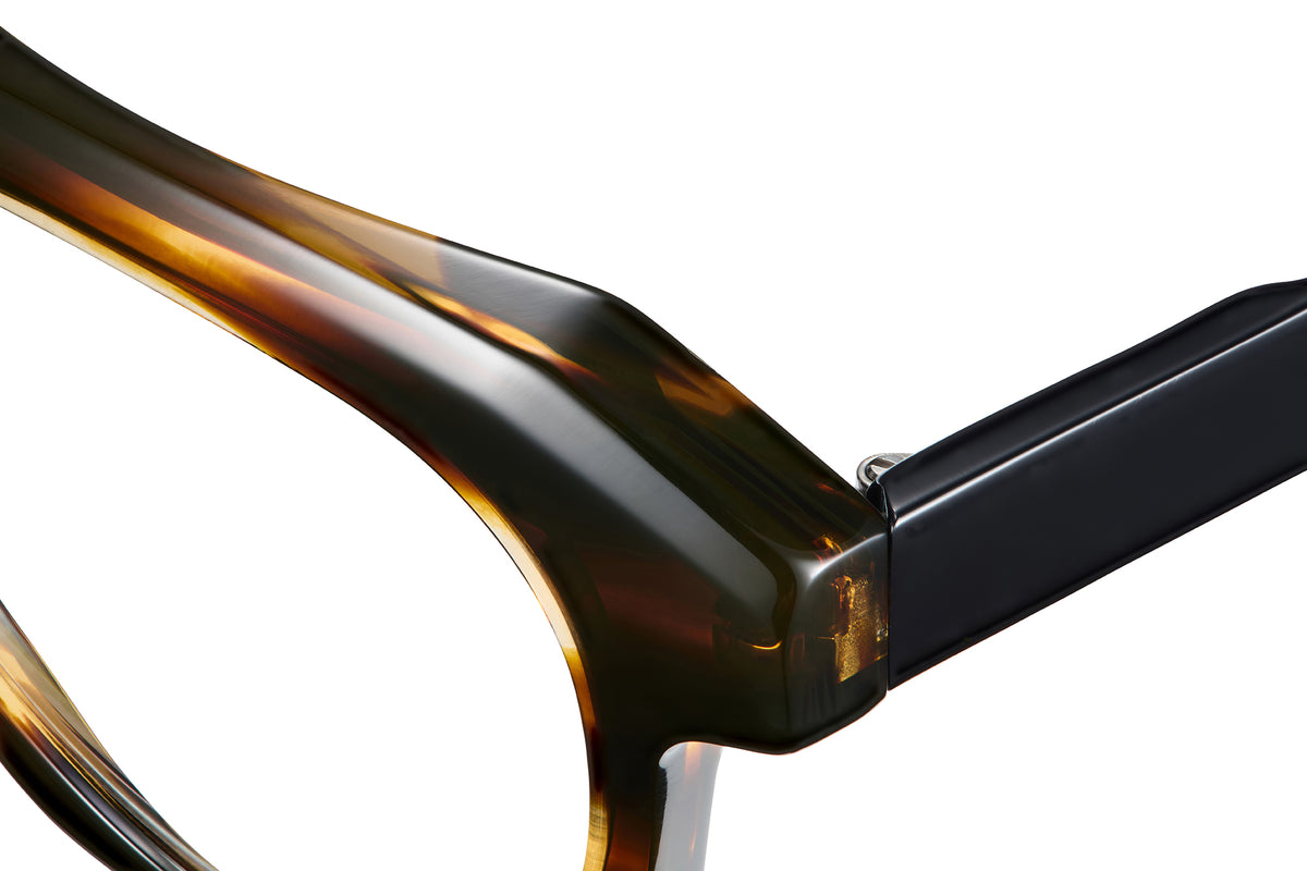 Gafas graduadas Suitto Verso para hombre, montura redonda de acetato, en carey ambar