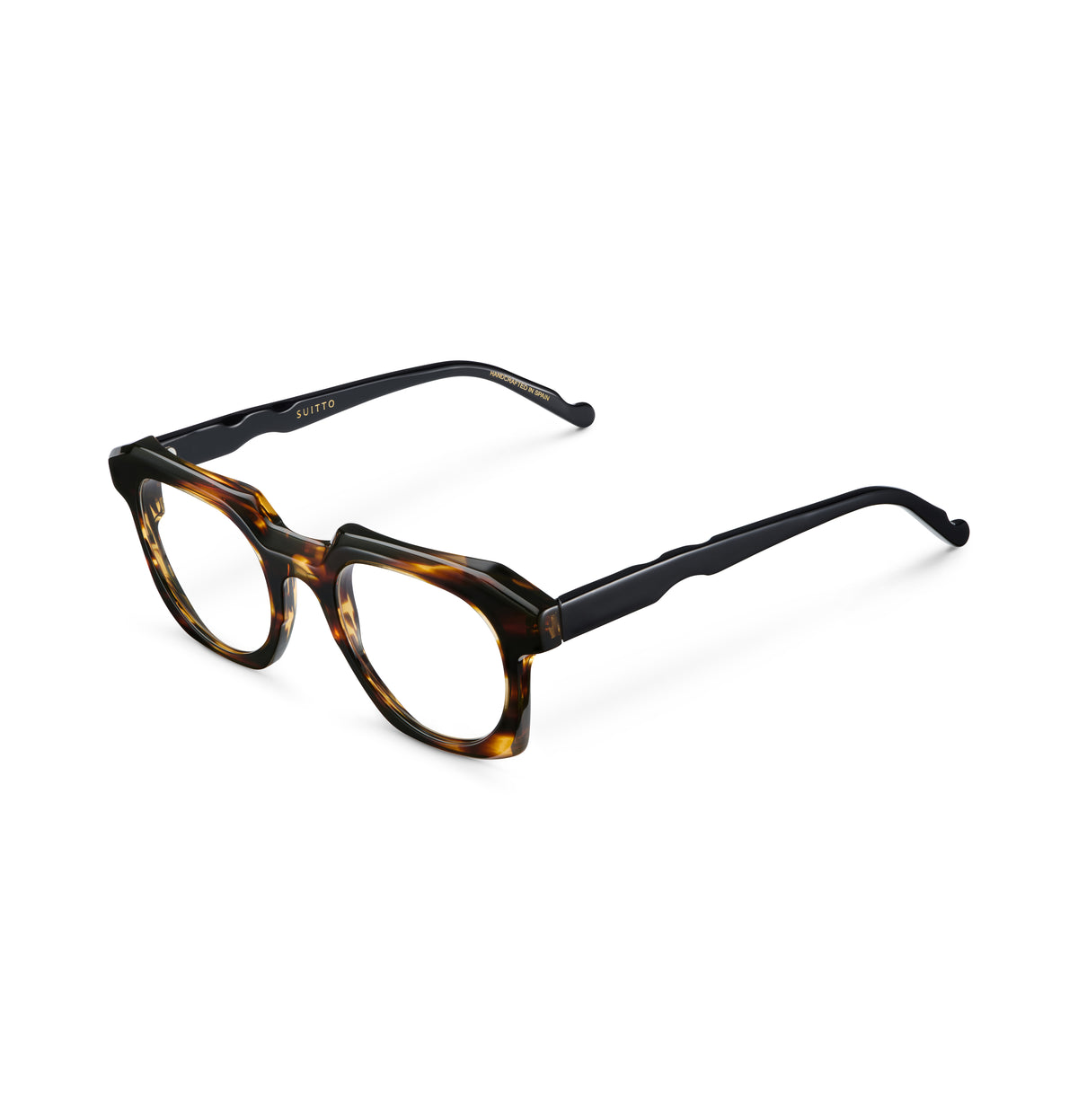 Gafas graduadas Suitto Verso para hombre, montura redonda de acetato, en carey ambar